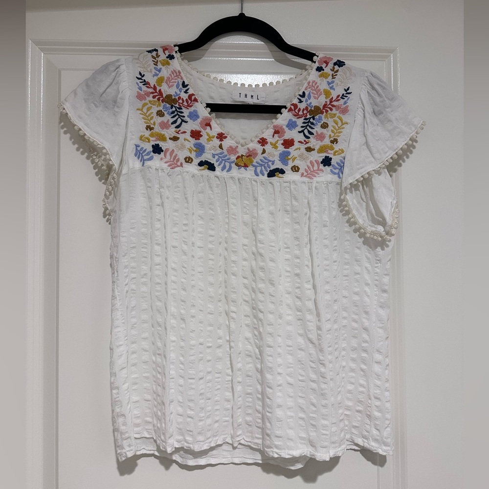 THML Embroidered Womens Top, Size Small, EUC